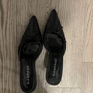 Rampage Black Bow-Accent Mules